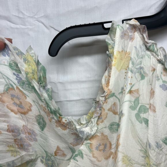 Feminine size L silk blouse fully lined with layered 3/4 bell sleeves - Picture 2 of 6